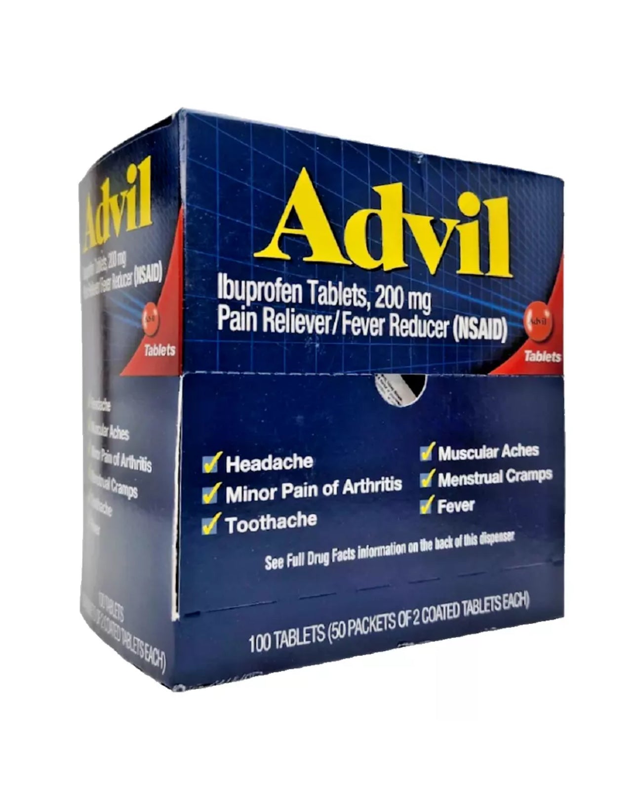 ADVIL TABLETS, 200mg. 50 Packets Of 2 Tablets Each