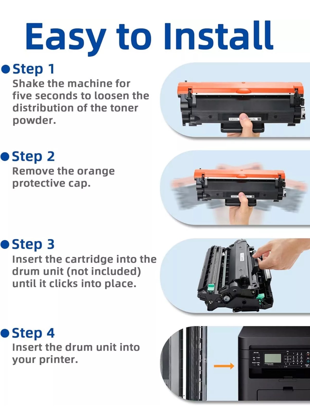 TN760 Toner Cartridge For Brother TN730 MFC-L2710DW MFC-L2750DW HL-L2370DW 1-4pk