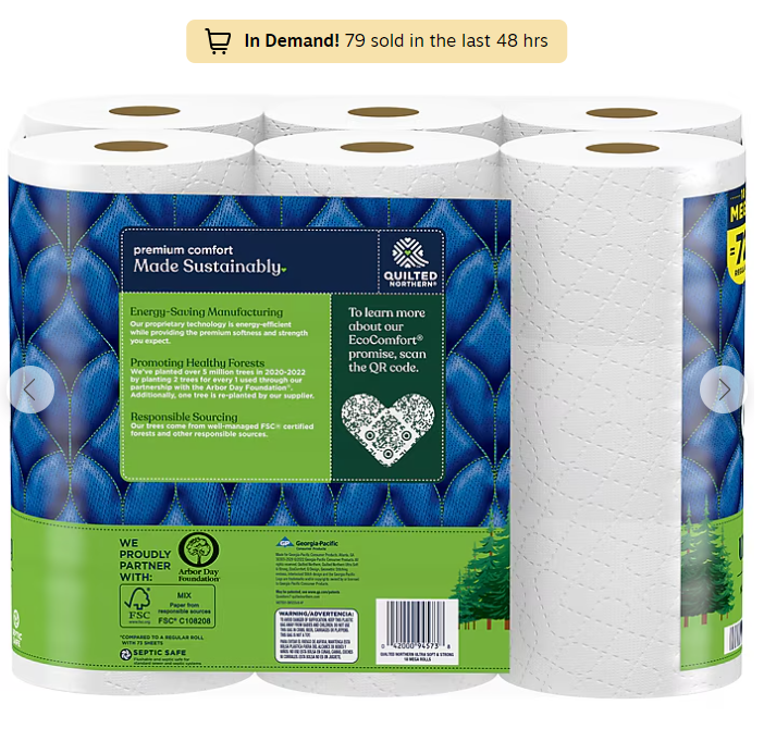 Quilted Northern Ultra Soft & Strong 2-Ply Standard Toilet Paper, White, 295 Sheets/Roll, 18 Rolls/Case