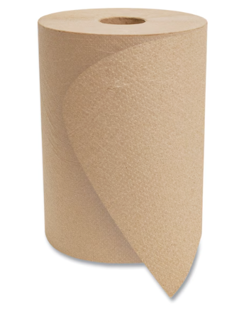 Hardwound Paper Towels, 1 Ply, Continuous Roll Sheets, 800 ft, Kraft, 6 PK