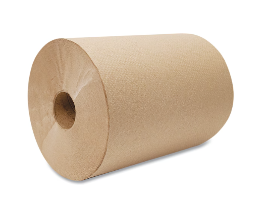 Hardwound Paper Towels, 1 Ply, Continuous Roll Sheets, 800 ft, Kraft, 6 PK