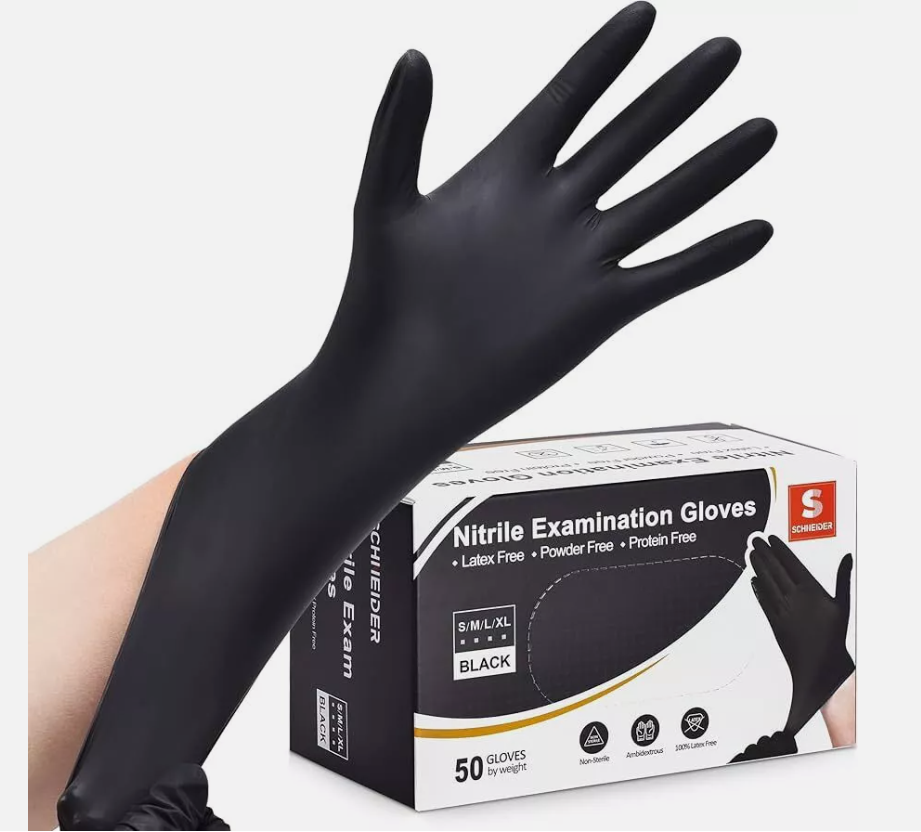 Black Nitrile Disposable Gloves 4 Mil, Latex & Powder Free