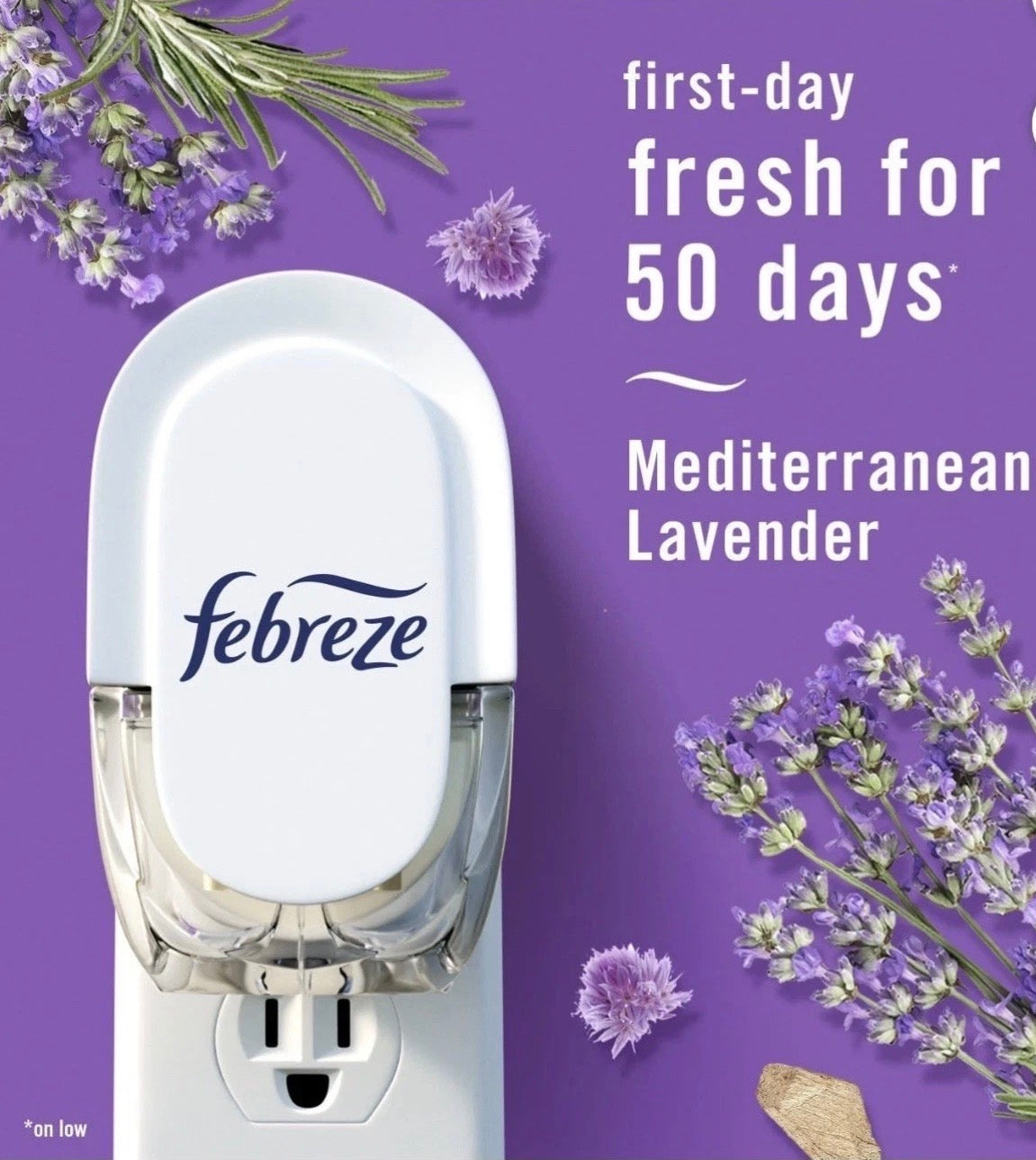 Febreze Plug Refills – Mediterranean Lavender & Downy April Fresh Scents.