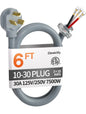 6 ft 3 Prong Dryer Cord, 30Amp 10 Gauge Dryer Power Cord Replacement.