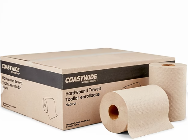 Coastwide Professional™ Recycled Hardwound Paper Towels, 1-Ply, 350 ft./Roll, 12 Rolls/Carton